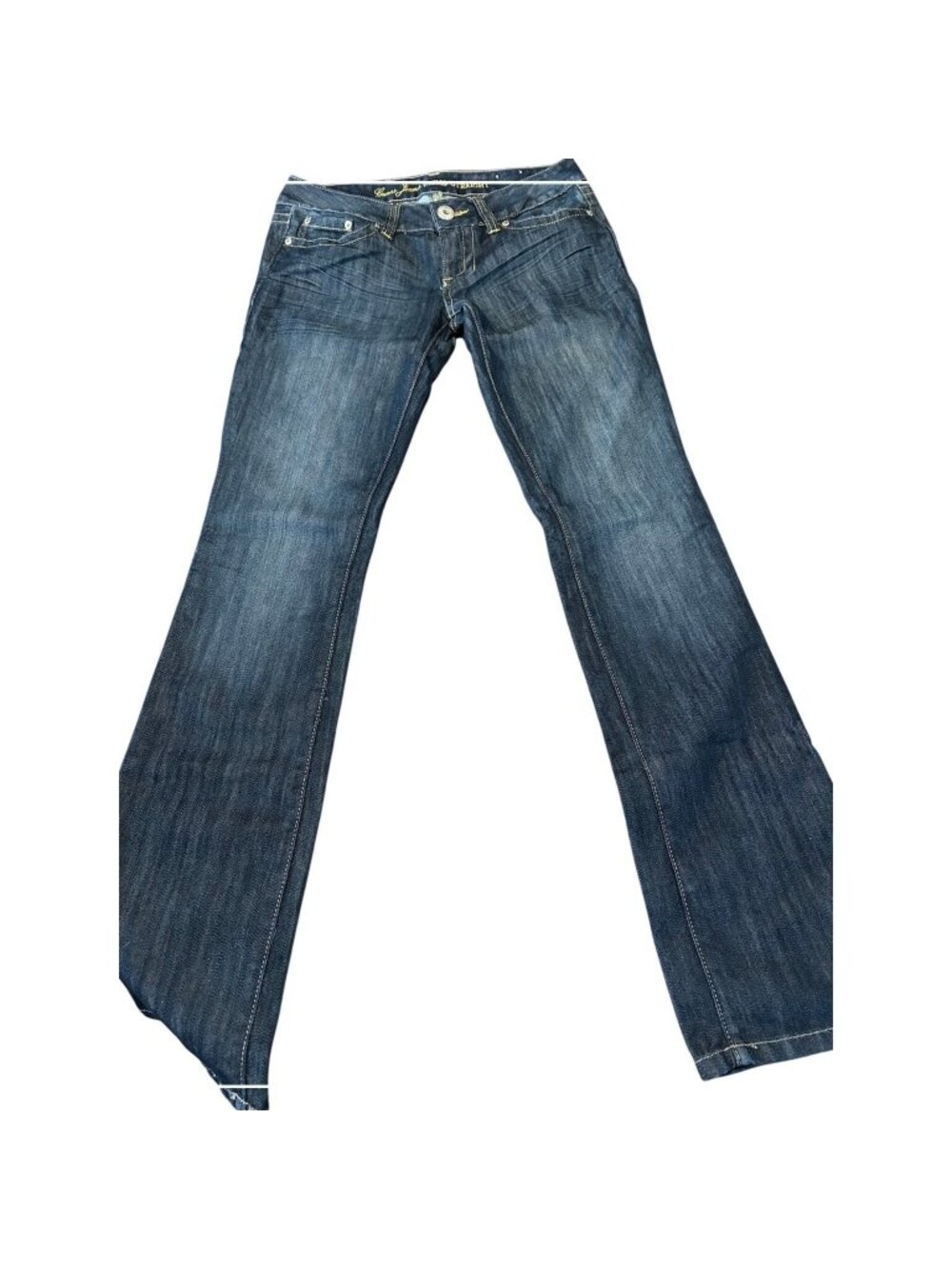 Guess Jeans Pismo Straight Dark Wash Low Rise Denim Blue Pants Womens